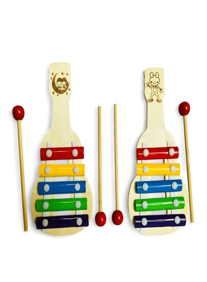 MarvelStore Wooden Guitar Shaped Xylophone Toy for Kids | 5 Tones, Colorful Musical Instrument with Safe Mallets | Fun Educational Development Musical Toy for Toddlers, Children(Xylophone Pack of 2) - Image 2